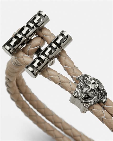 versace leather bracelet|Versace braided leather bracelet.